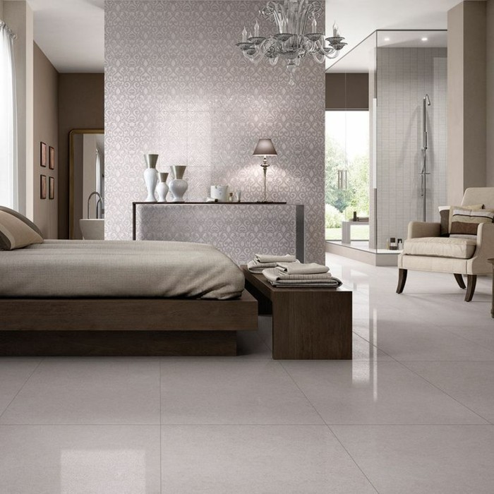 Carrelage gris brillant effet miroir