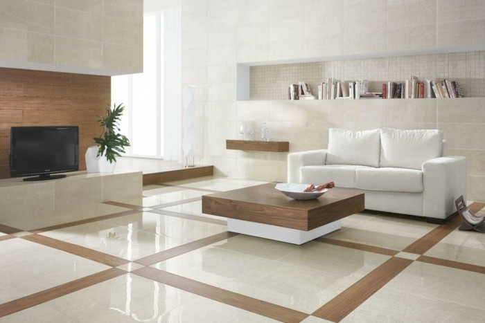 Carrelage poli brillant beige