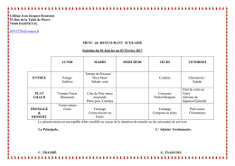 Plan alimentaire restauration collective midi et soir
