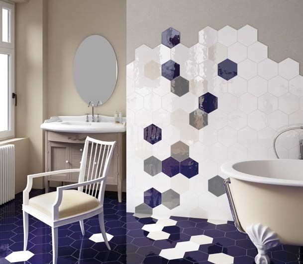 Carrelage hexagonal brillant