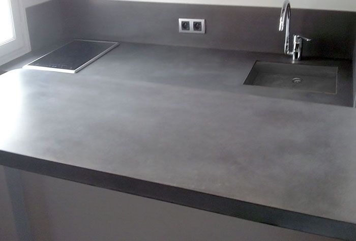 Plan travail cuisine en beton cire