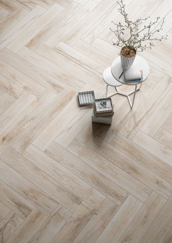 Carrelage imitation parquet en chevron