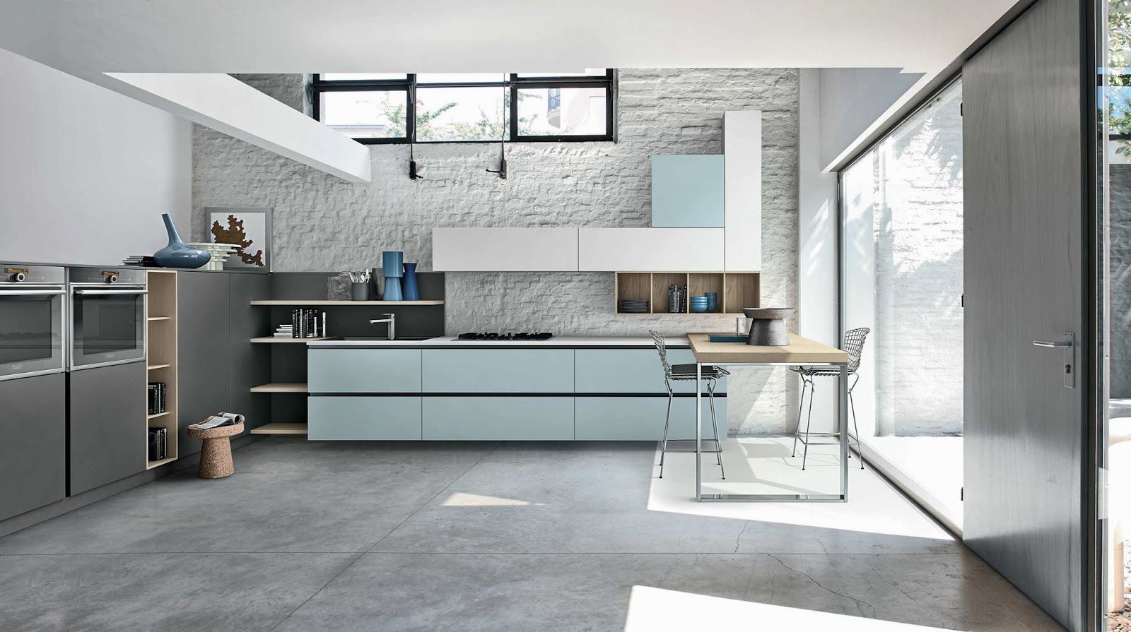 Cuisine moderne sans meuble haut