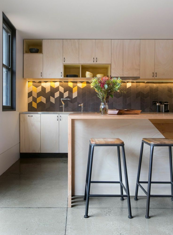 Carrelage cuisine jaune