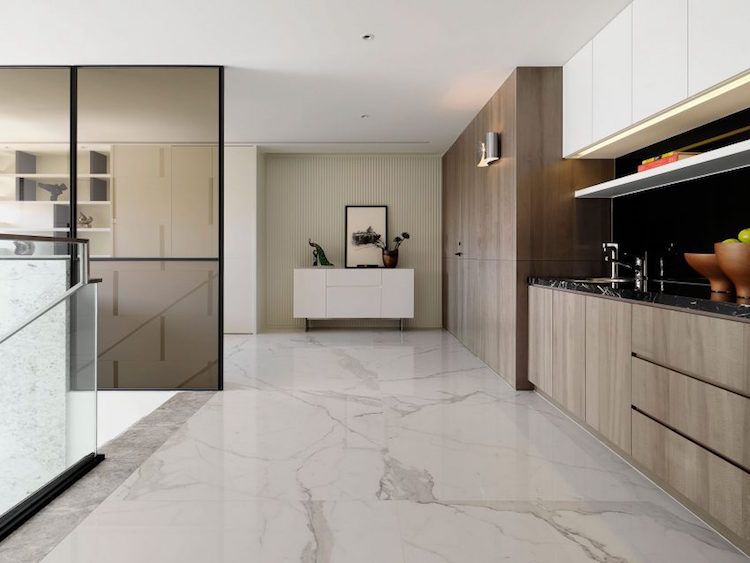Carrelage blanc salon