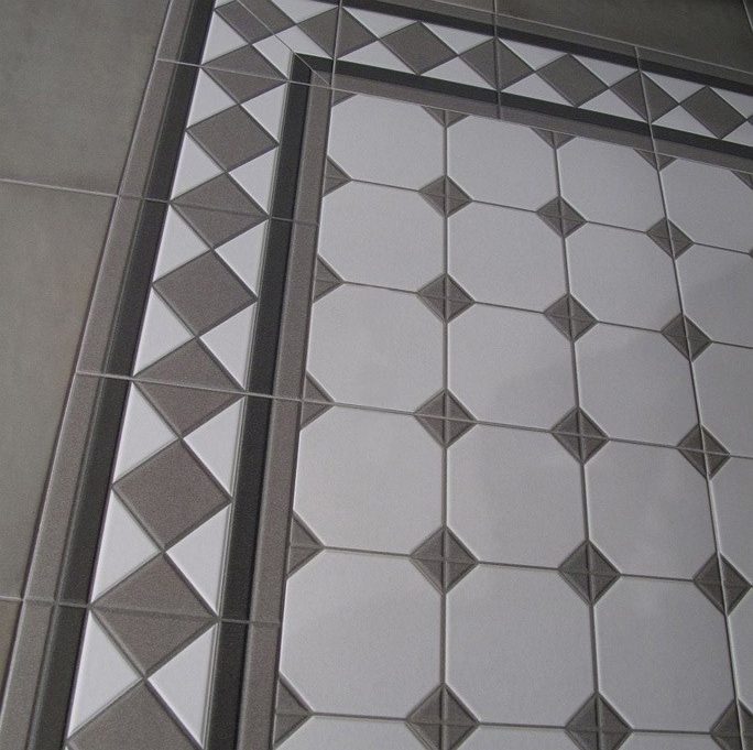 Carrelage damier blanc et gris