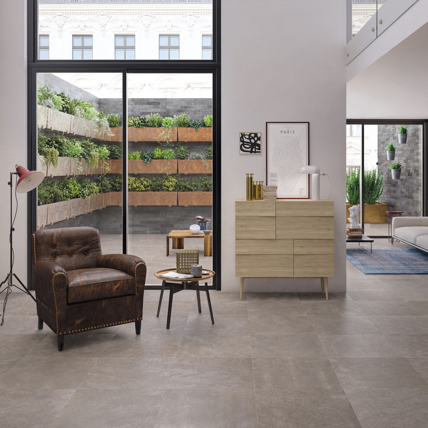 Carrelage brillant taupe
