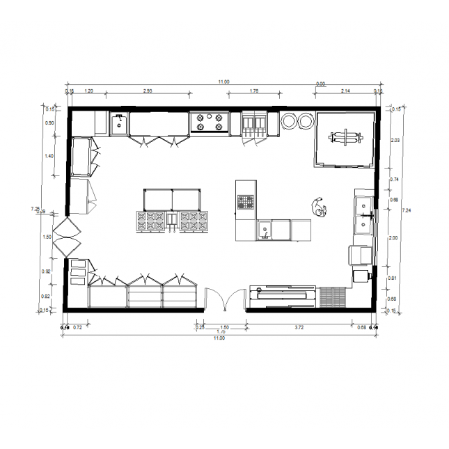 Plan cuisine de restaurant dwg