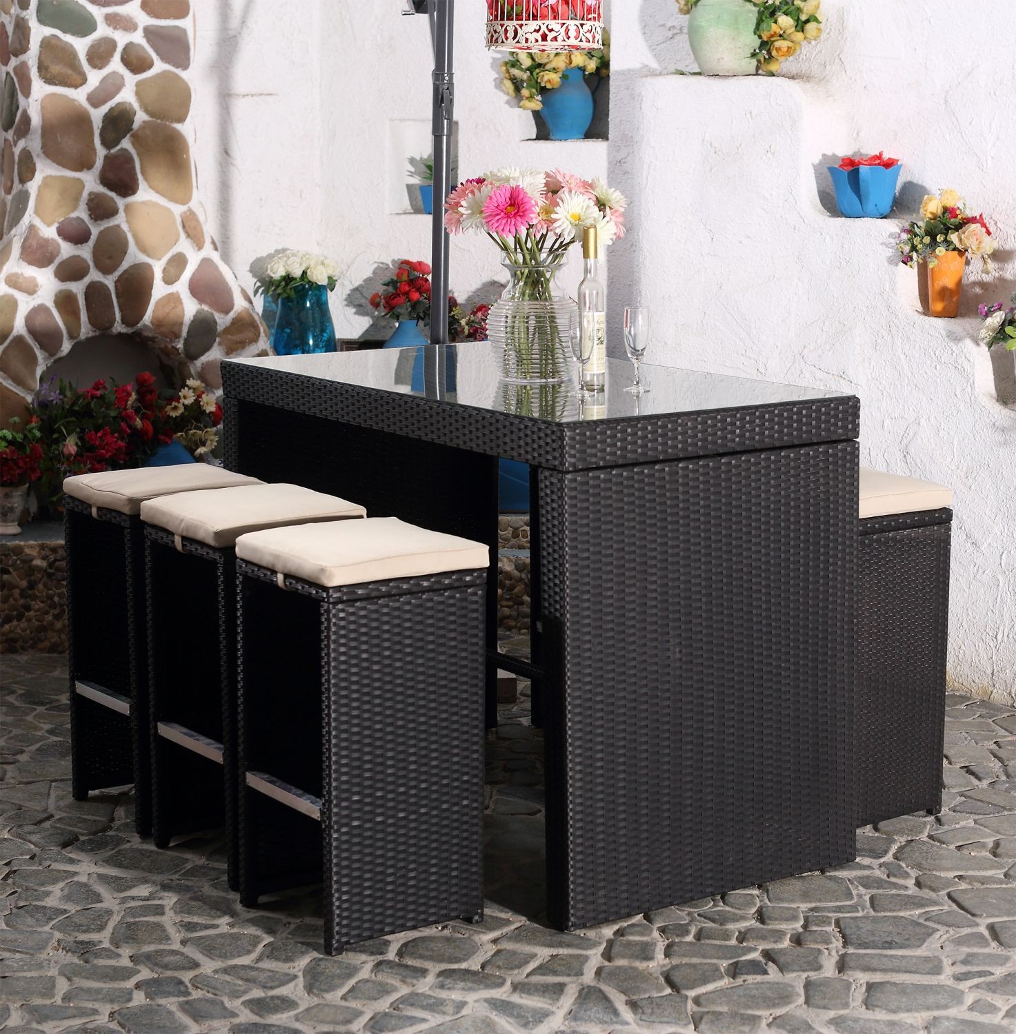 Table haute avec tabouret encastrable