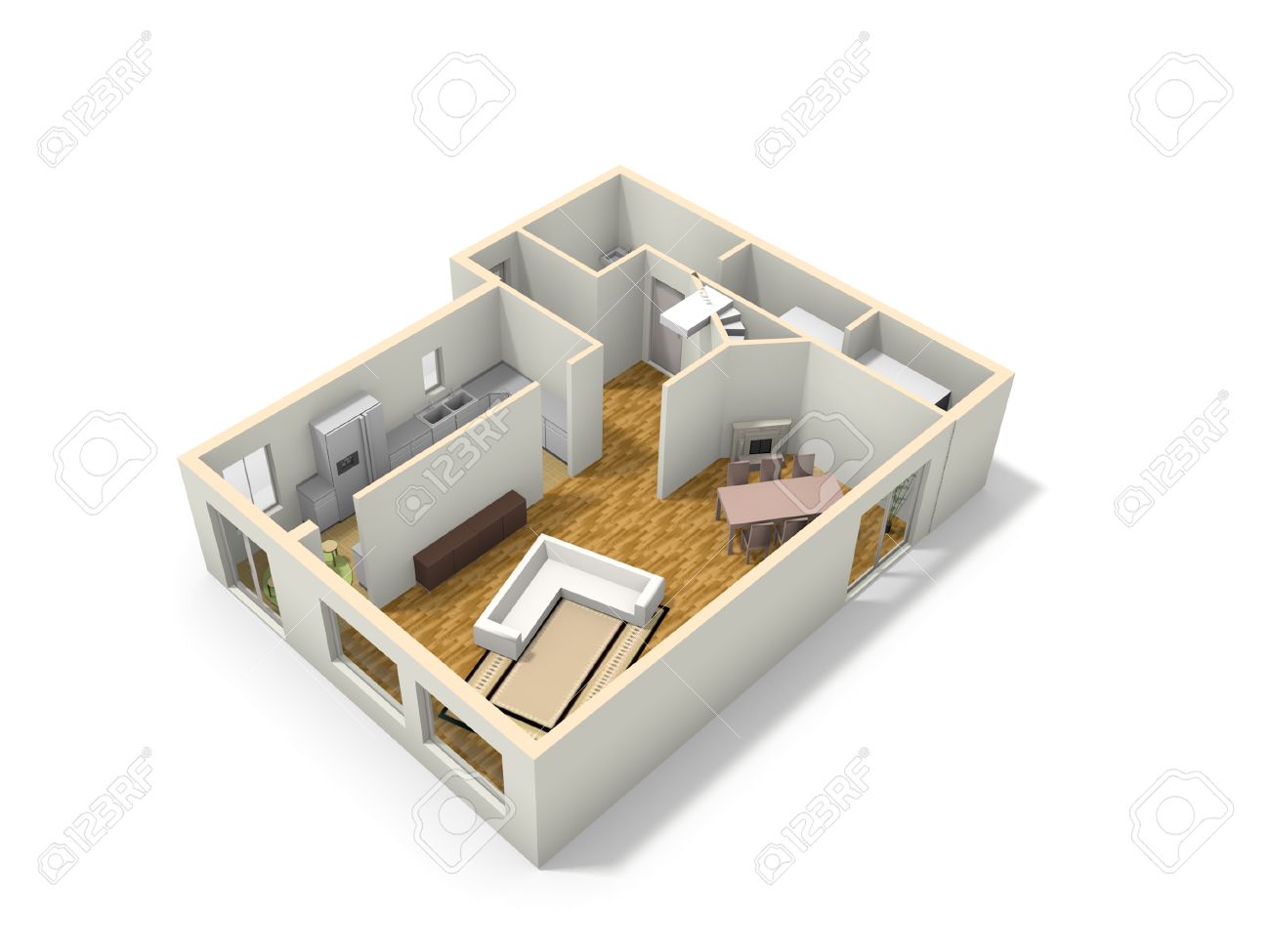 Plan cuisine avec buanderie