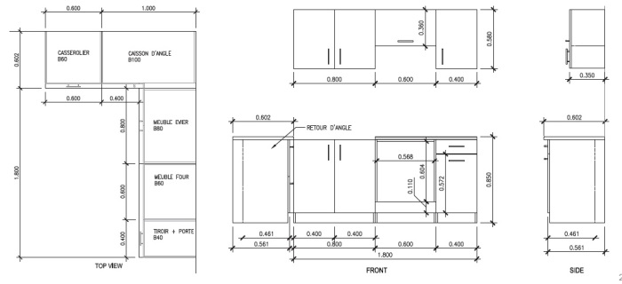 Plan caisson armoire cuisine