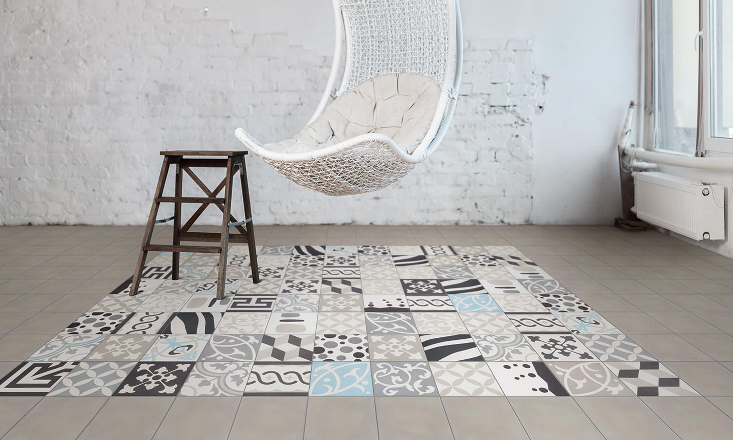 Carreau de ciment sur carrelage