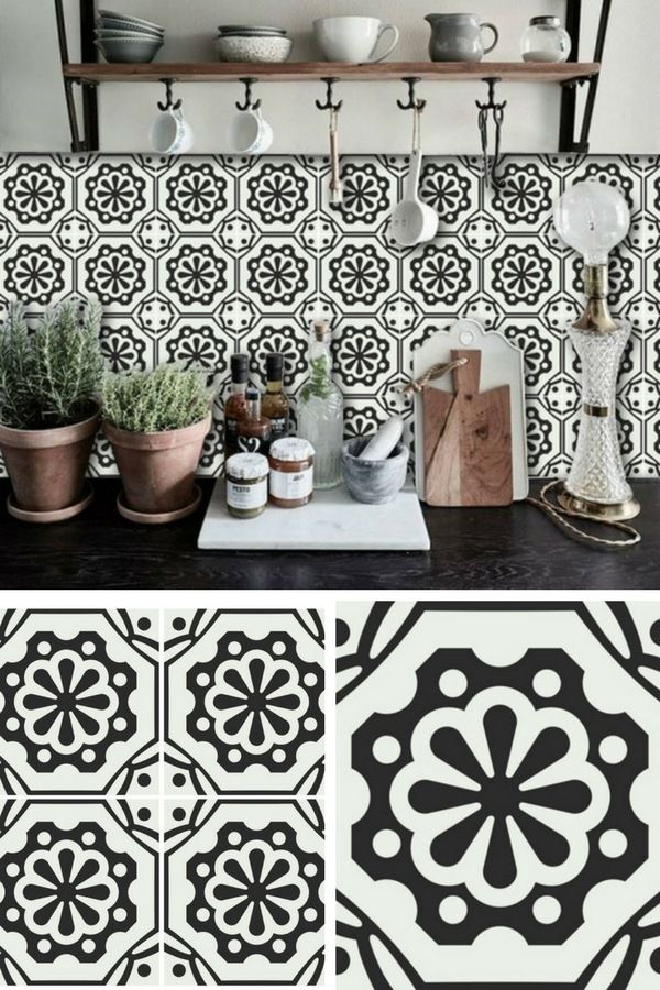 Carrelage adhesif noir et blanc