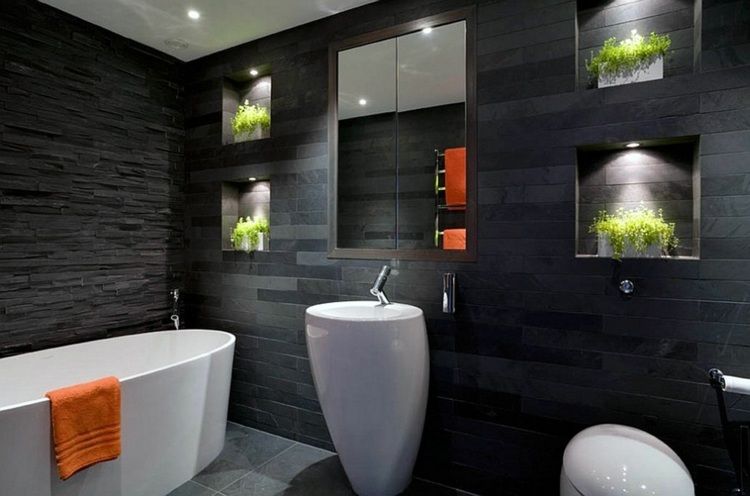 Carrelage gris ardoise salle de bain