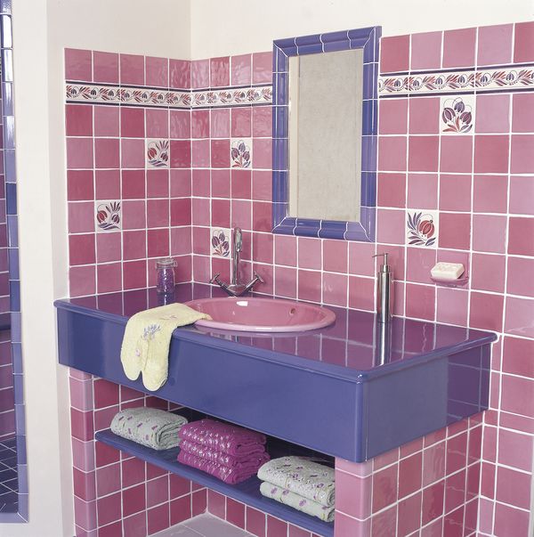 Carrelage cuisine rose
