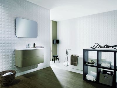 Carrelage blanc relief salle de bain