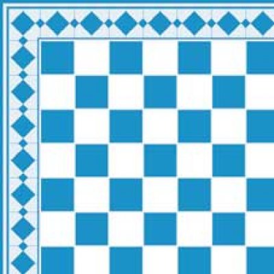 Carrelage blanc et bleu