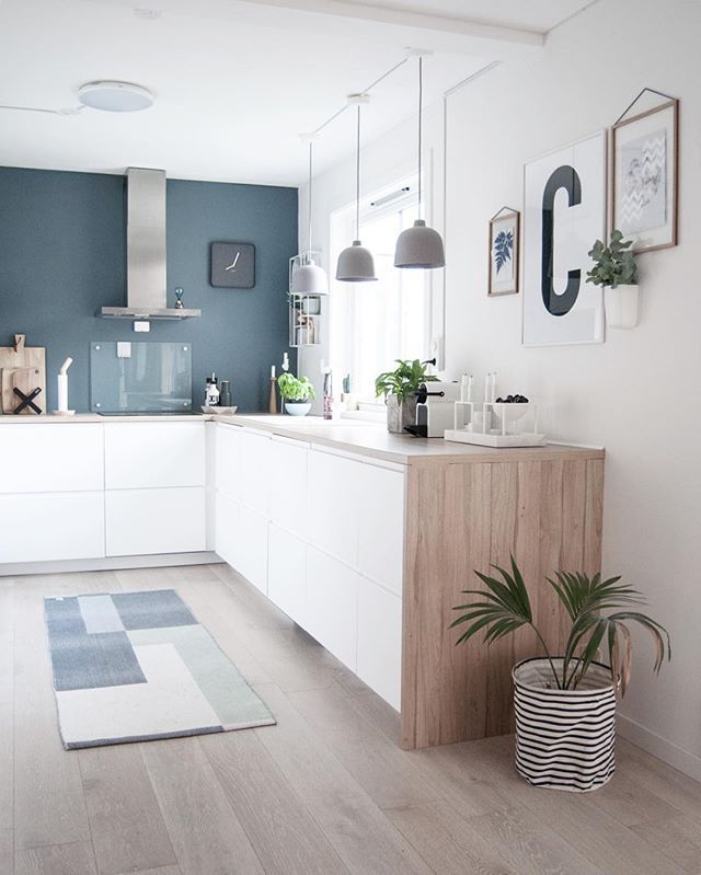 Photo cuisine blanc et bois