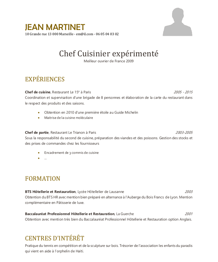 Modele lettre de motivation second de cuisine gratuit