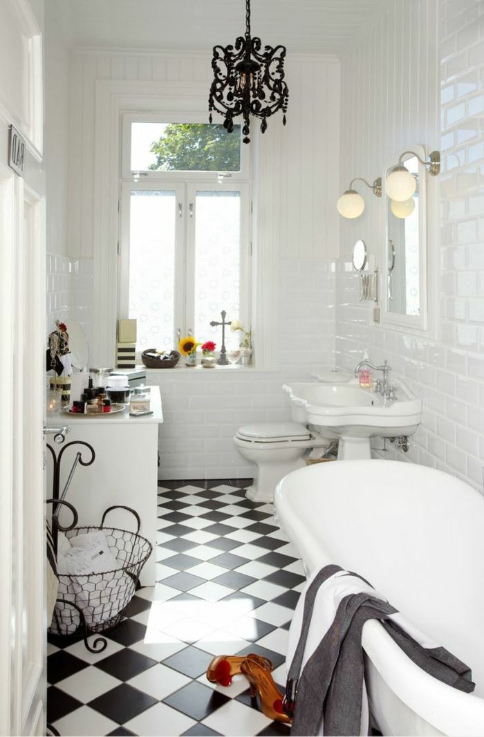 Carrelage noir et blanc pour salle de bain