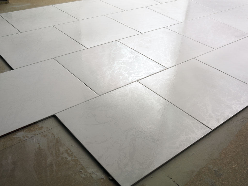 Carrelage blanc marbré gris