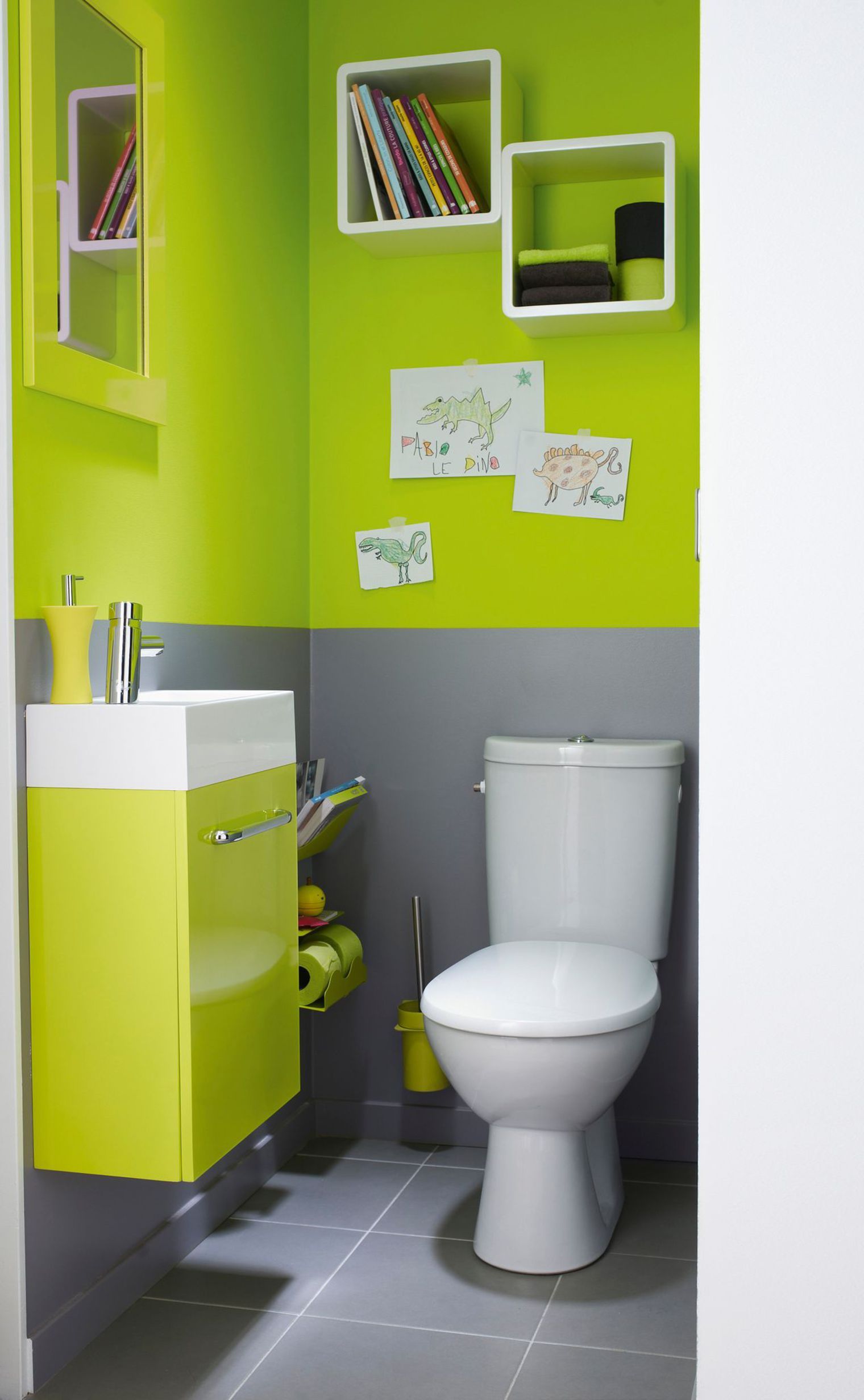 Carrelage wc vert
