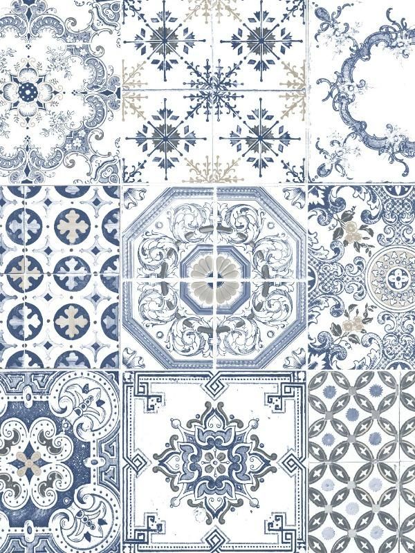 Carrelage motif ancien bleu