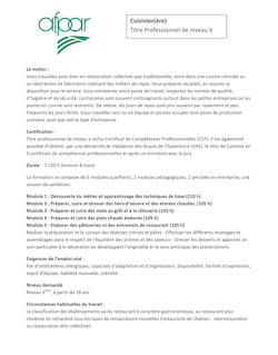 Exemple cv cuisine collectivité