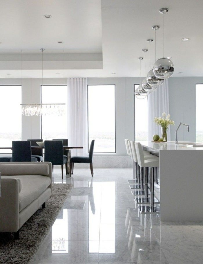 Carrelage blanc brillant sol