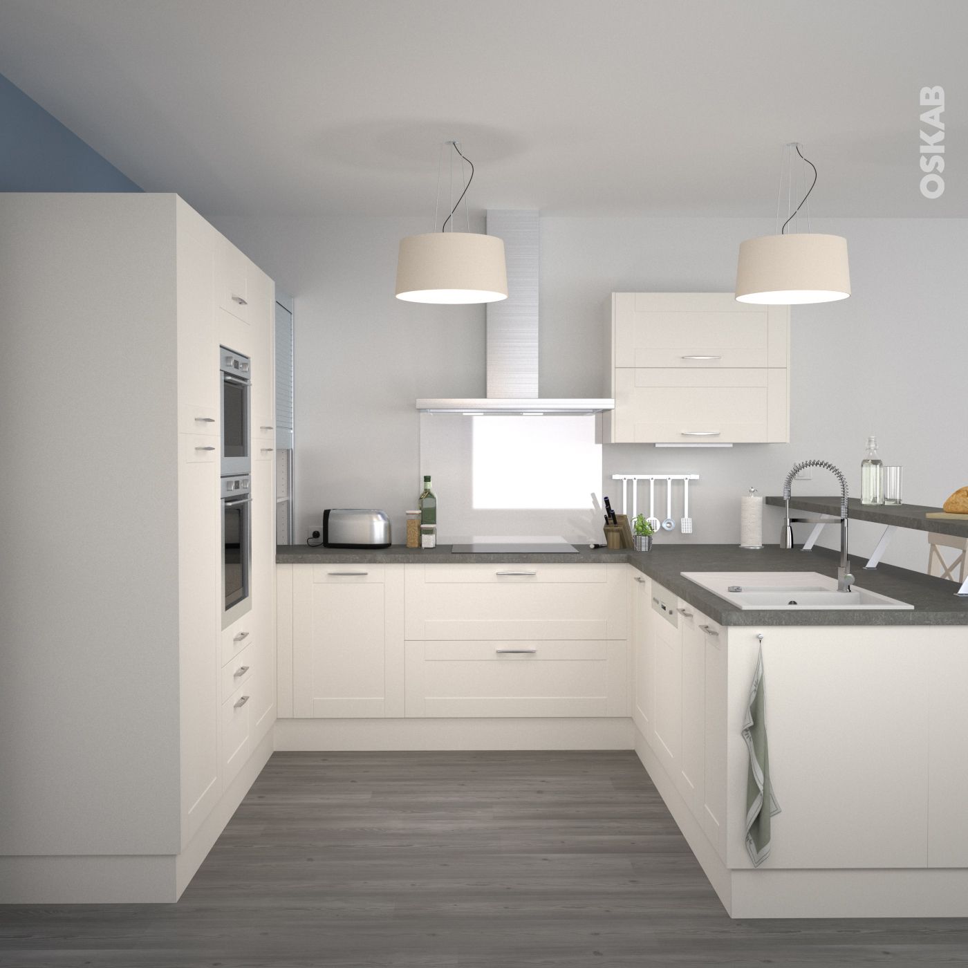 Plan de cuisine en granit blanc