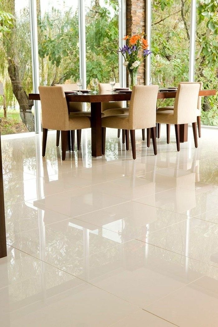 Carrelage sol beige brillant