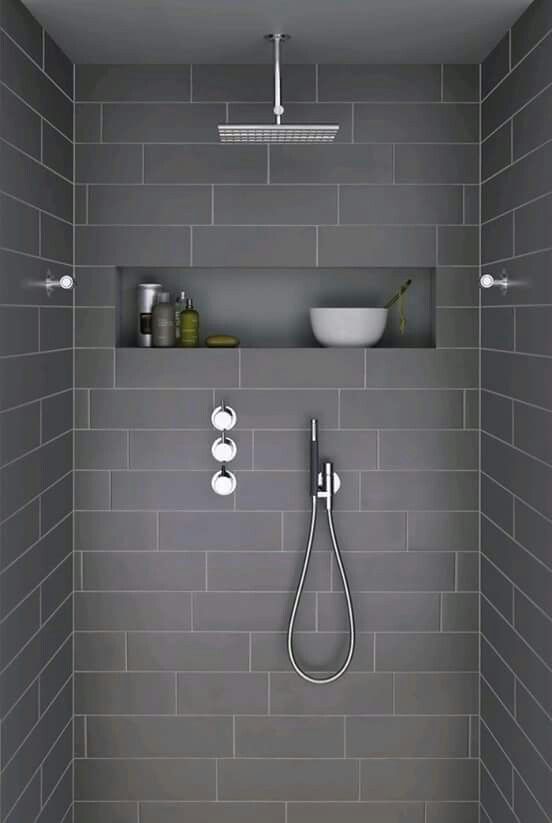 Carrelage gris douche italienne