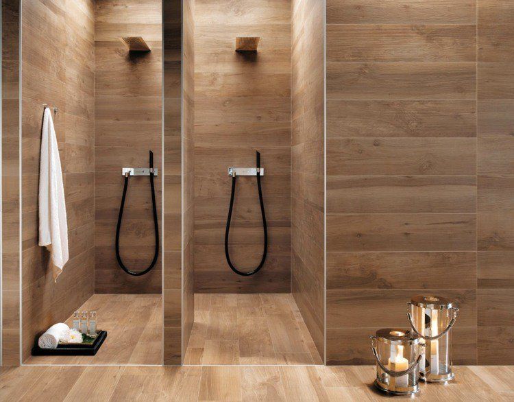 Carrelage aspect bois salle de bain