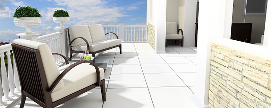 Carrelage blanc exterieur