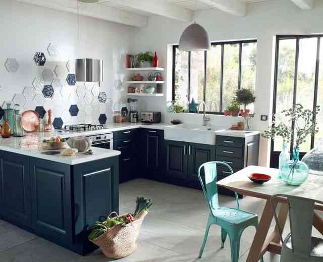 Deco cuisine bleu marine