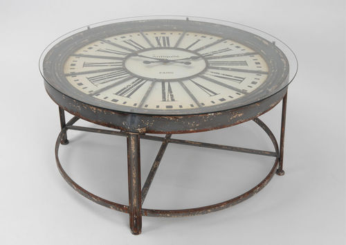 Table basse ronde avec horloge