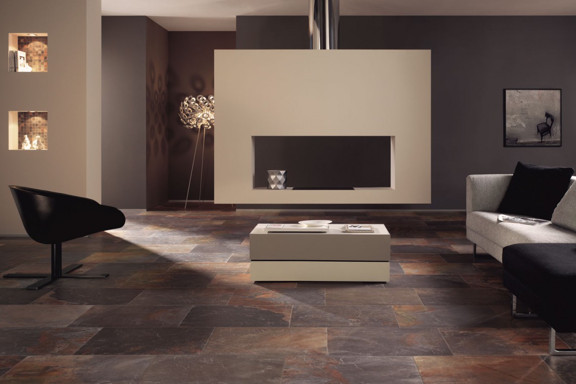 Carrelage ardoise rouille