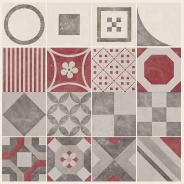 Carrelage carreaux de ciment rouge