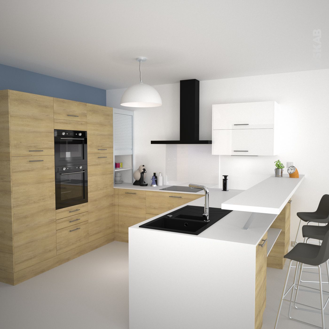 Plan snack cuisine blanc