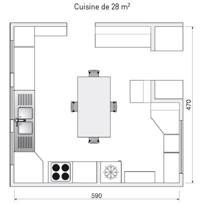 Plan cuisine carrée