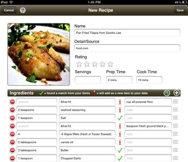 Application plan cuisine ipad