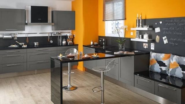 Idee deco cuisine mur orange