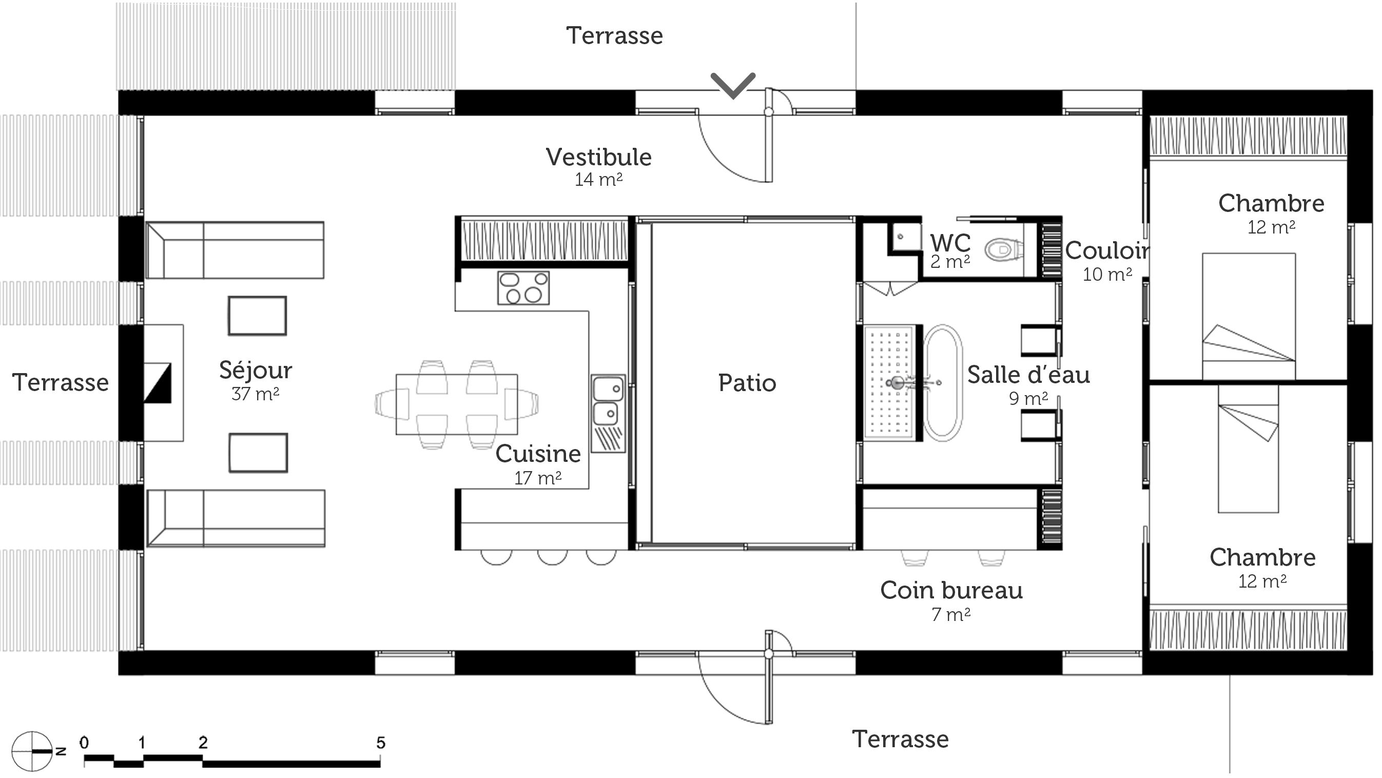 Plan cuisine piece rectangulaire