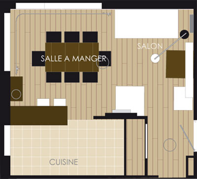 Plan cuisine et salle à manger