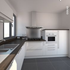 Cuisine moderne sans meuble haut