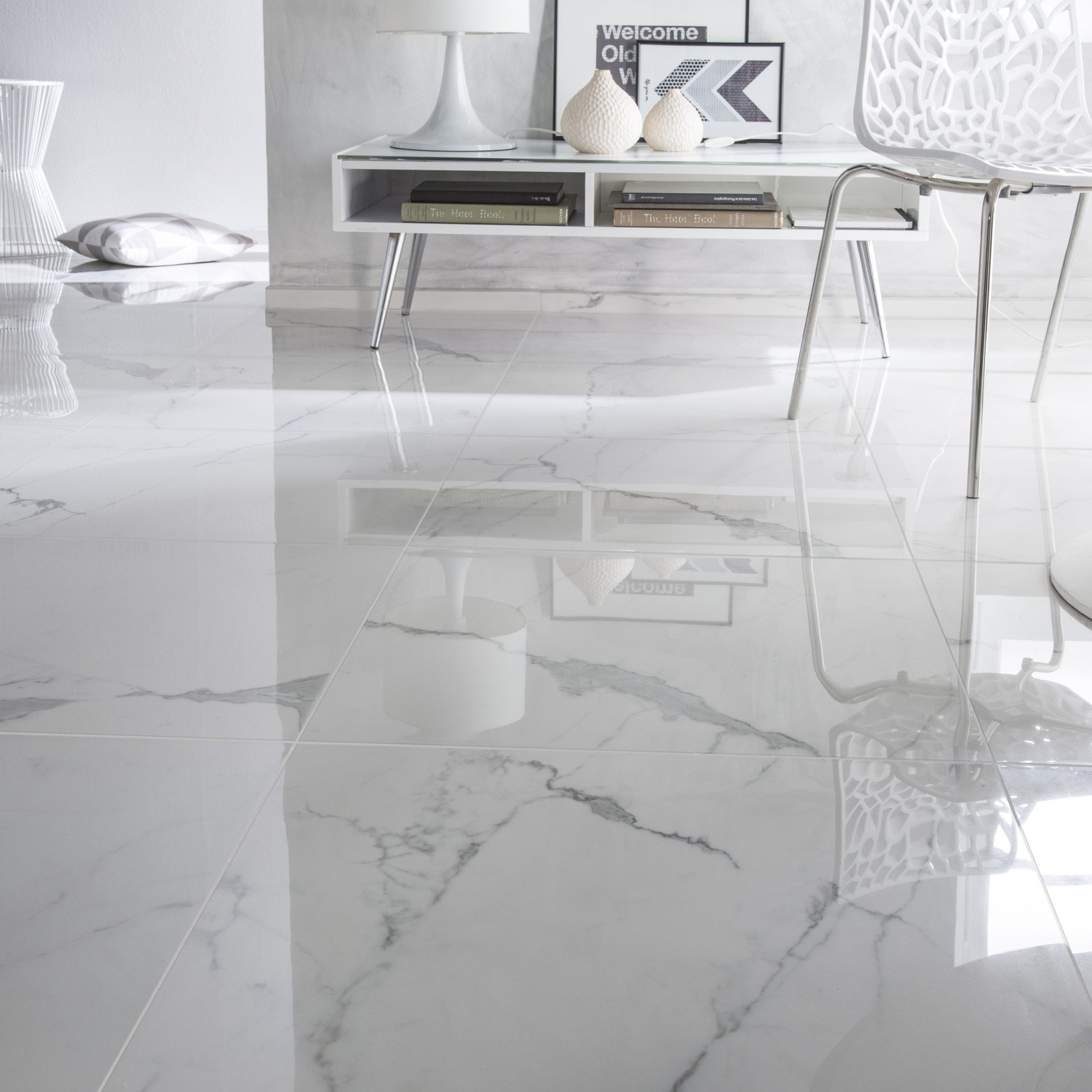 Carrelage blanc brillant 100x100