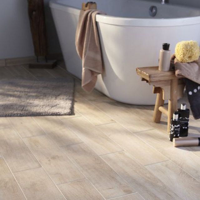 Carrelage imitation parquet beige clair