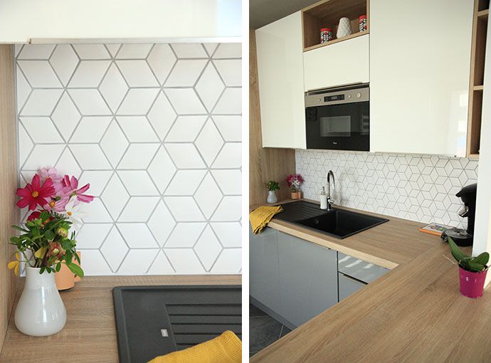 Carrelage blanc losange