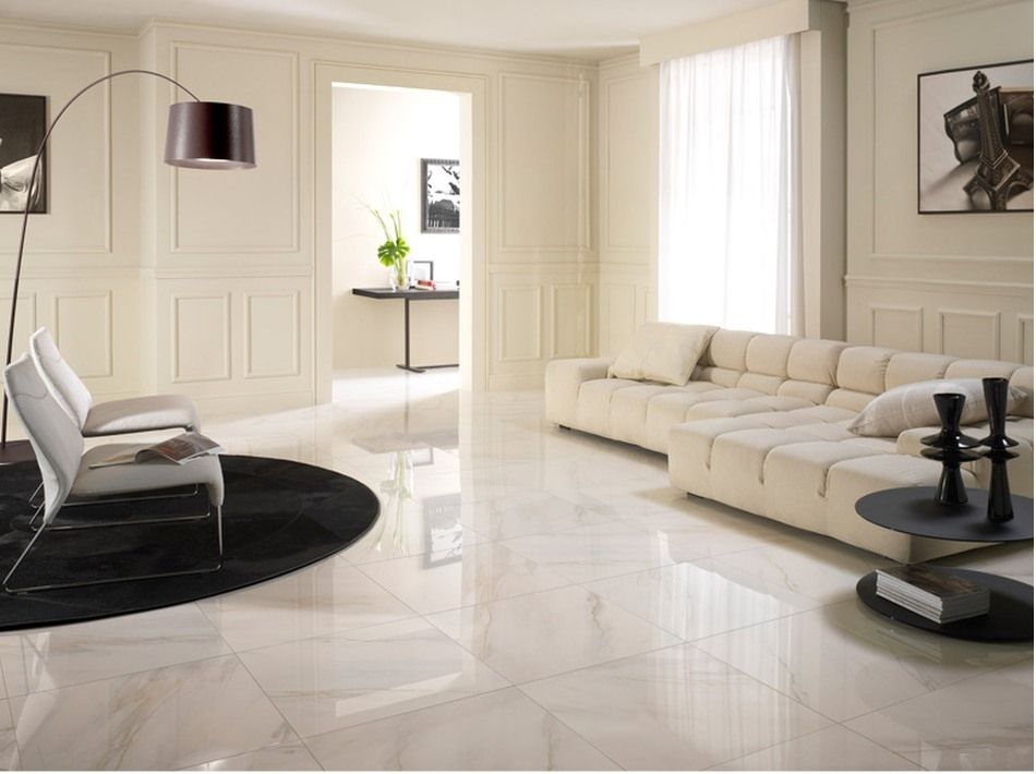Carrelage blanc poli