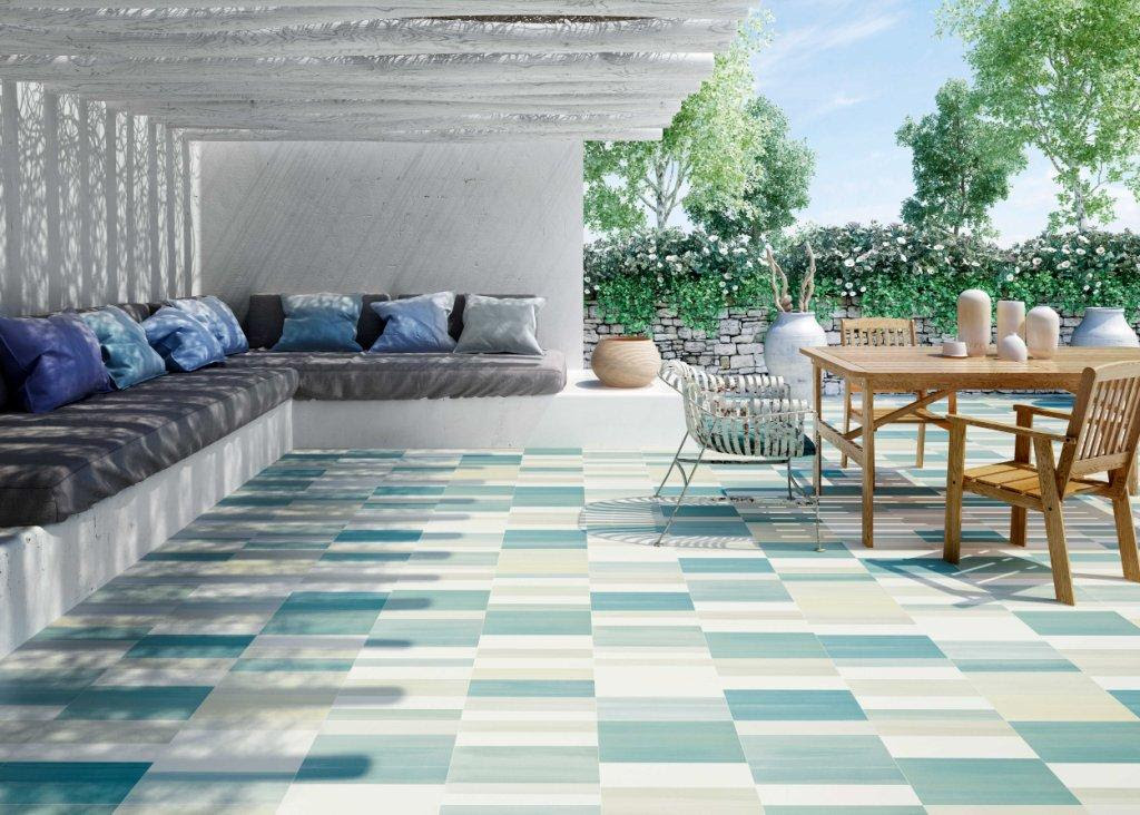 Carrelage bleu exterieur